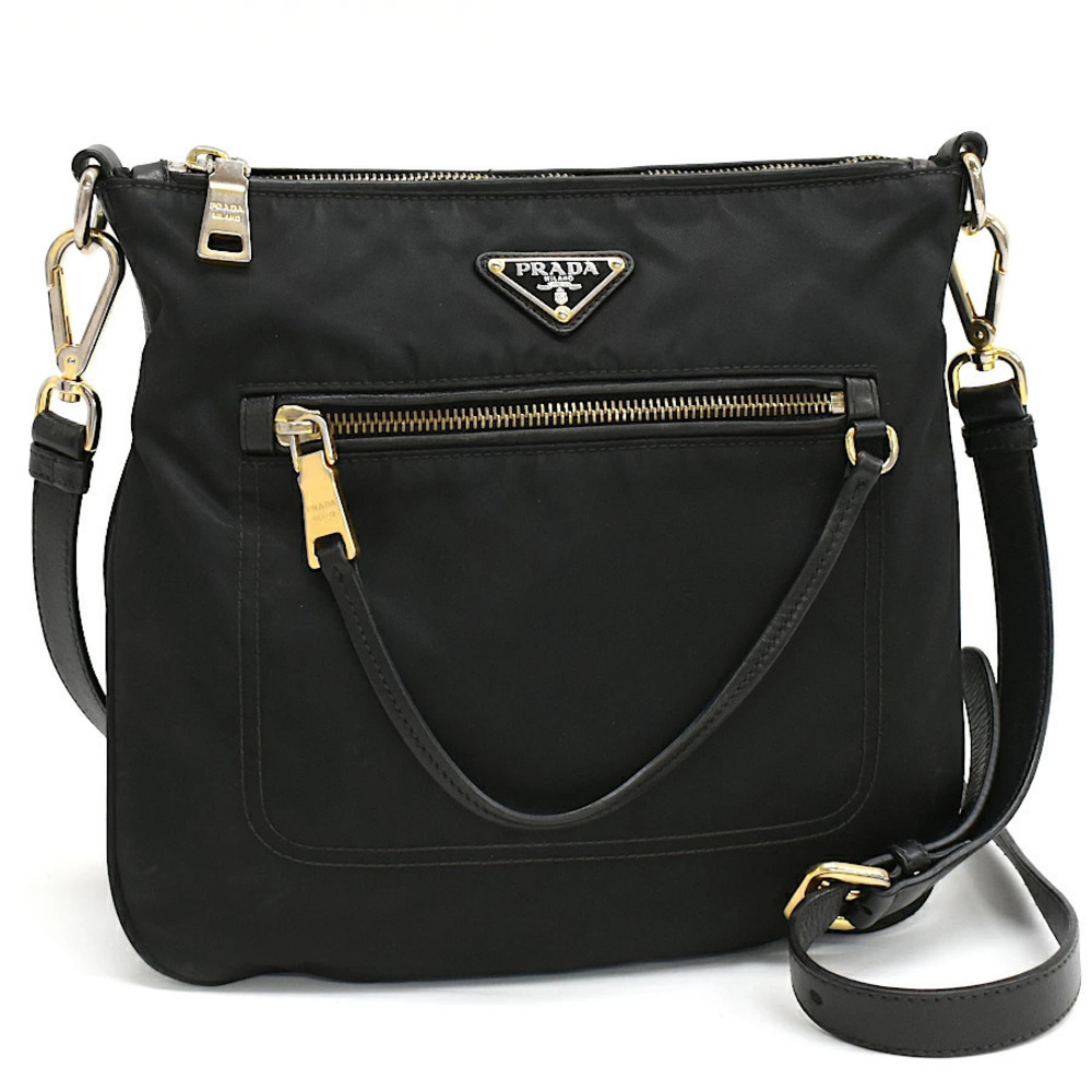 Prada Tessuto Crossbody Bag Black Triangle Plate